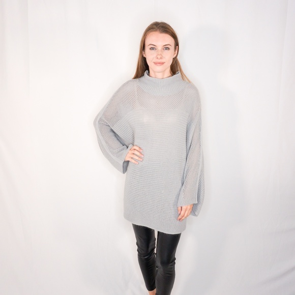 JOHN + JENN Grey Turtleneck Grey Dolman Sweater - Picture 6 of 8